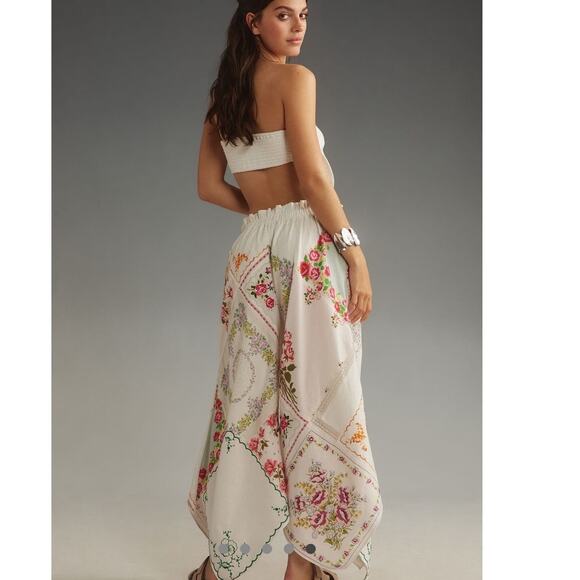 By Anthropologie Patchwork Linen Wide-Leg Crop Pants - Picture 4 of 10